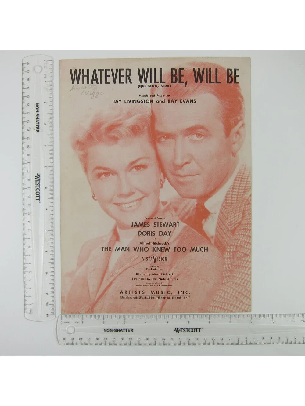 Sheet Music Whatever Will Be Will Be James Stewart Doris Day Vintage 1955